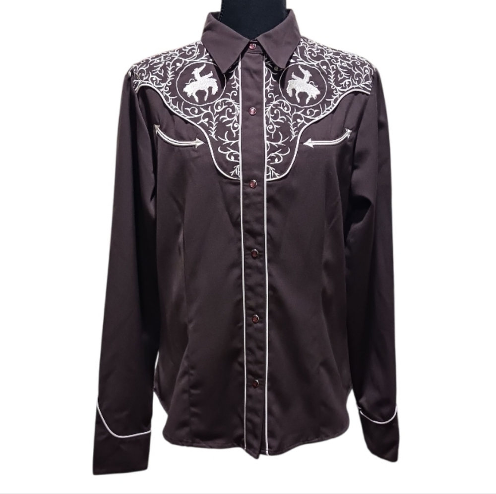 Vintage Roper Bucking Bronco Western Shirt Pearl Snap - Picture 3 of 11